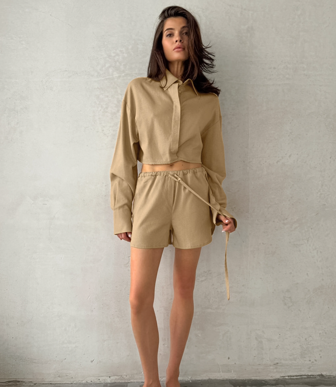 Liza™️ | Completo Camicia e Shorts in Cotone e Lino