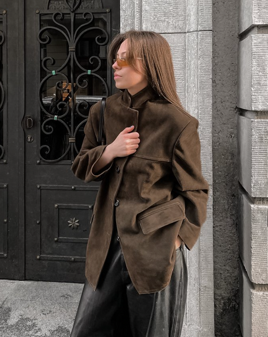 Sofia™️  | Giacca primaverile vintage in pelle scamosciata