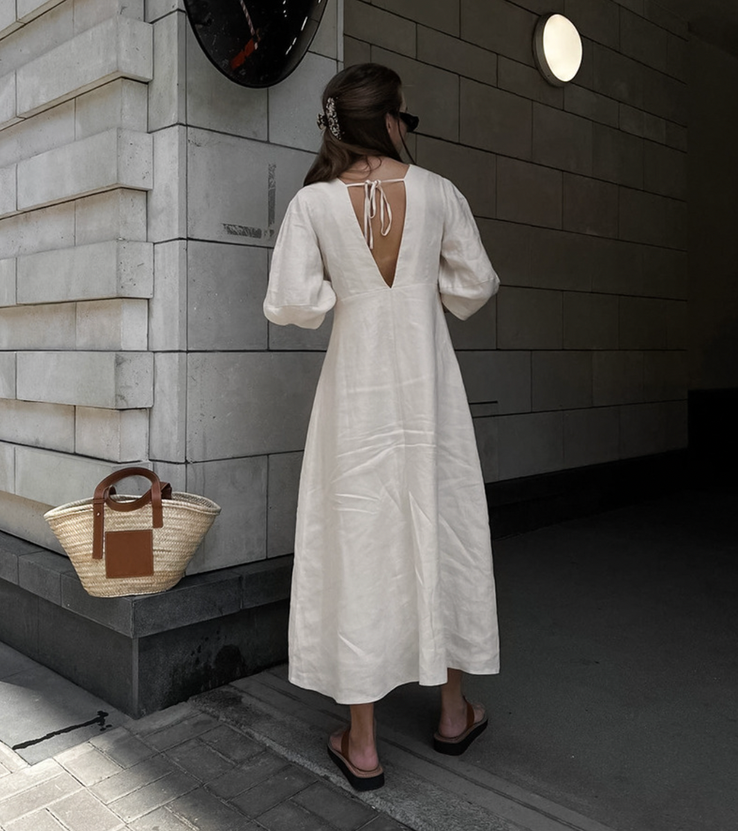 Alla™️ | Abito Eleganza Naturale in Lino e Cotone